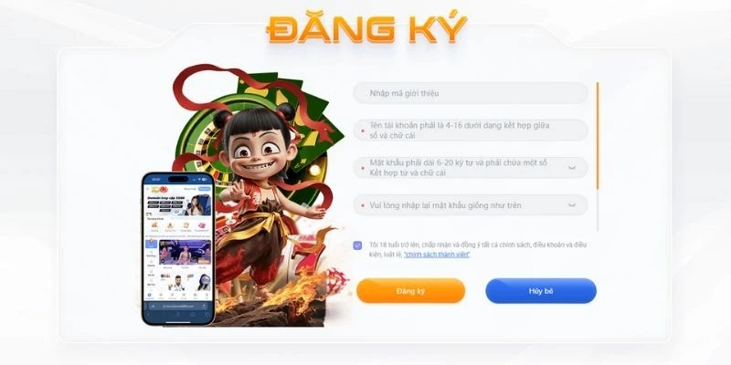 Cung cấp dữ liệu chính xác vào trường yêu cầu tạo nick